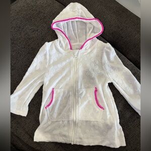 White Kids bath robe with Pink Trim